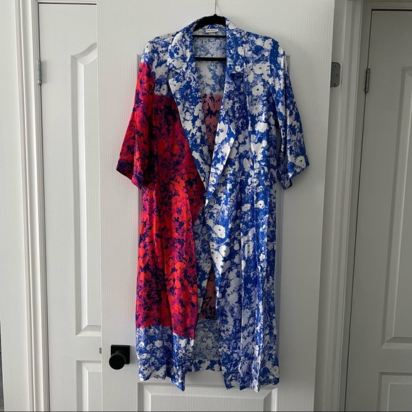 Dries Van Noten Blue Wrap Midi Floral Dress - Picture 2 of 8